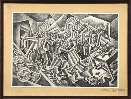Fortunato Depero (1892-1960) Tav. 22, La rissa, 1943 Litografia offset,...