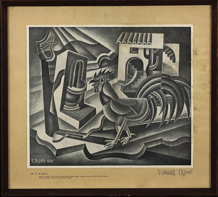 Fortunato Depero (1892-1960) Tav. 9, Il gallo, 1942 Litografia offset,...