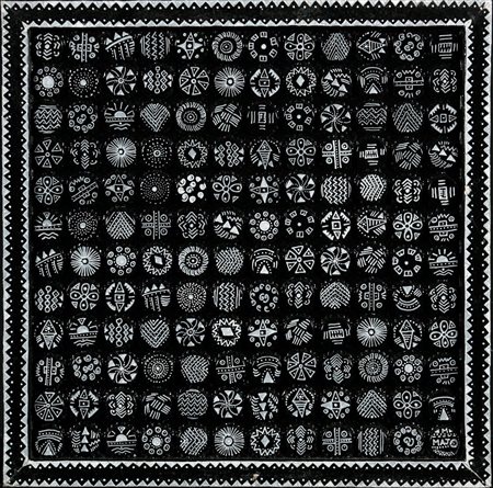 Margaret Majo (1956) Senza titolo Acrilico, metallo e flatting su tavola con...