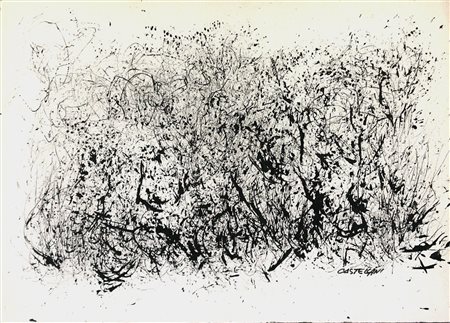 Enrico Castellani (1930) Senza titolo, Anni '50 China su carta cm 50x70 Firma...