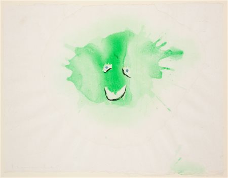 Francesco Clemente (1952) Sole che ride Acquerello su carta cm 53x68 Firma in...