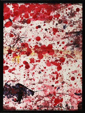 Hermann Nitsch (1938) Senza titolo, 2013 Pittura su carta su tela cm 40x30...