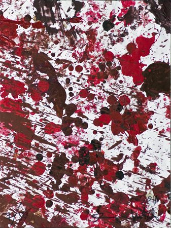 Hermann Nitsch (1938) Senza titolo, 2016 Pittura su carta cm 40x30 Firma e...