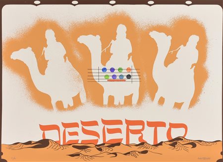 Duilio Gambino DESERTO serigrafia su carta, cm 50x70; es. prova d'autore firma