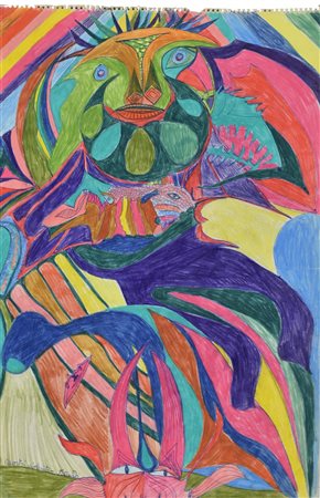 Dando MOSTRI VIOLENTI tecnica mista su carta, cm 50,2x34,7 firma e titolo...