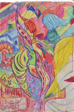 Dando MARGHERITA tecnica mista su carta, cm 50,2x34,7 firma e titolo L'opera...