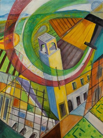 Sibò (Pierluigi Bossi 1907-Milano 2000)  - Spirale tricolore su littoria, 1936/'37