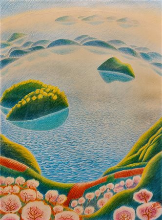 Gerardo Dottori (Perugia 1884-1977)  - Paesaggio - Lago, 1968