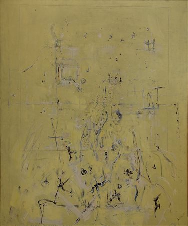 Giancarlo  Ossola (Milano 1935-2015)  - Narrazione frammentaria su fondo giallo, 1971