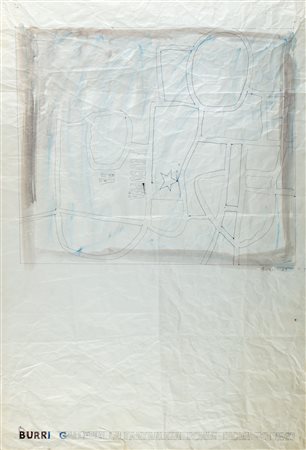 Alberto Burri (Città di Castello 1915-Nizza 1995)  - Studio per manifesto alla Galleria La Tartaruga, 1967