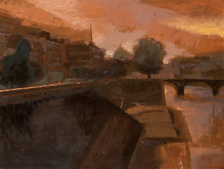 Ugo Attardi (Sori Di Genova  1923-Roma 2006)  - Tramonto romano, 1973