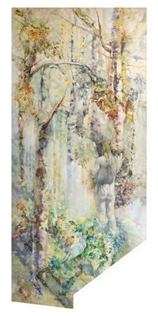 Renzo Vespignani (Roma  1924-2001)  - Nudo femminile tra gli alberi, 1975