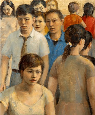 Aurelio Bulzatti (Argenta 1954)  - Autoritratto tra la folla, 2014