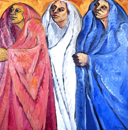 TERRUSO SAVERIO (Monreale 1939 - Milano 2003) "Oranti" 1988 Olio su tela cm....