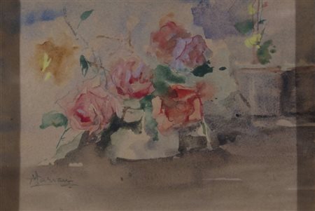 MARIANI POMPEO (Monza 1857 - Bordighera 1927) "Fiori" Tecnica mistra su...