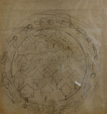 DEPERO FORTUNATO (Fondo 1892 - Rovereto 1960) "La citta delle api" Disegno a...