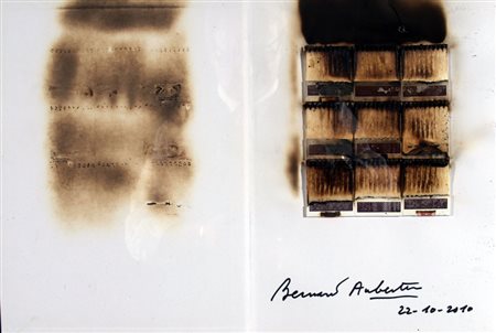 AUBERTIN BERNARD (Fontenay aux Roses 1934) "Senza titolo" 2010 Libro bruciato...