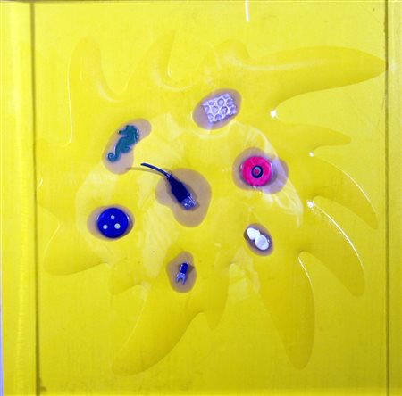 NUCARA RENZO (Crema 1955) "Bang 10-37" Resine, oggetti, colore serigrafico,...