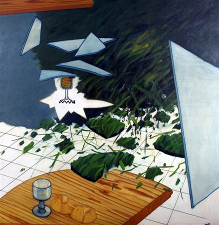 CERETTI MINO (Milano 1930) "Interno, natura domestica" 1973 Olio su tela cm....