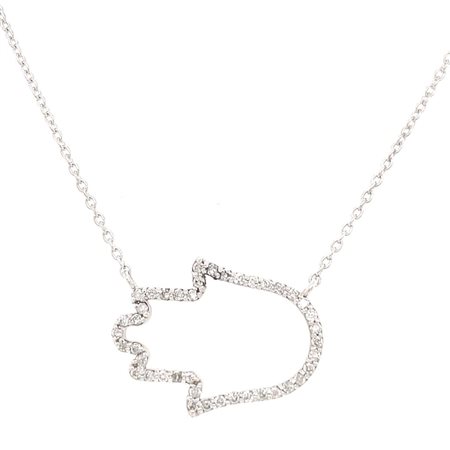 GIROCOLLO IN ORO BIANCO 14K 2.72 GR CON DIAMANTI 0.30 CT TOTALI COLORE F...