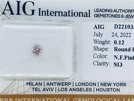 DIAMANTE 0,12 CT FANCY ROSA PUREZZA SI3 - TAGLIO BRILLANTE - CERTIFICATO AIG...