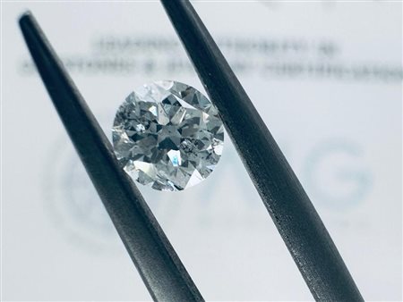 DIAMANTE 0,46 CT H - SI2 - TAGLIO BRILLANTE - CERTIFICATO AIG + INCISO AL...