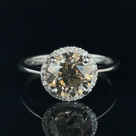 ANELLO IN ORO BIANCO 14K GR 2.40 GR DIAMANTE RIN GR 2.06 CT NATURAL CHAMPANGE...