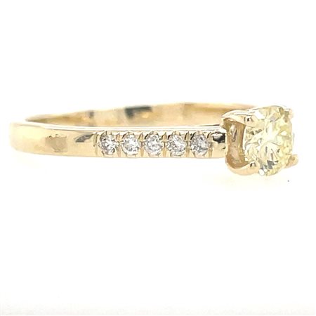 ANELLO IN ORO GIALLO 14K 1.87 GR CON DIAMANTE 0,32 CT FANCY GIALLO - SI +...