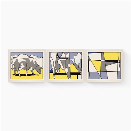 Roy Lichtenstein, Cow Triptych (Cow Going Abstract) Poster