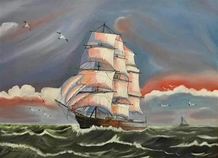 Maria Brunaccini, Veliero nel mare in tempesta