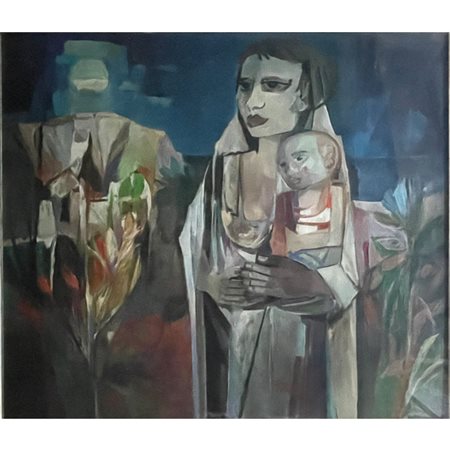 PATUZZI FRANCO PENSIERO DI MADRE 70X80 OLIO