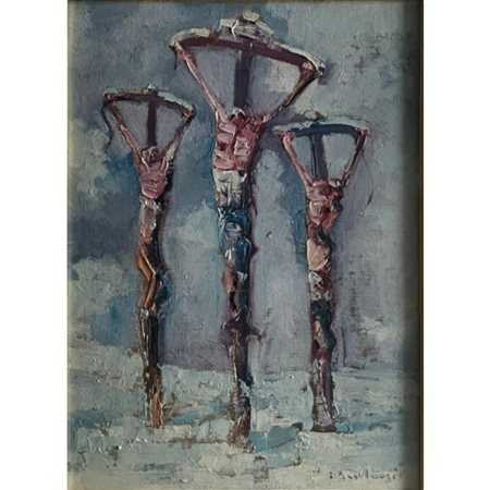 AMBROSI ELMO CROCEFISSIONE 30X40 (1970) OLIO