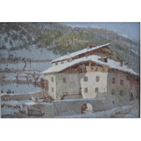 AMBROSI ELMO PAESAGGIO (1944) 26x38 OLIO SU CARTONE