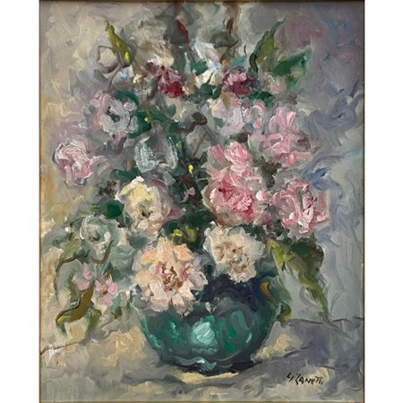 ZANETTI GIOVANNI VASO DI FIORI OLIO SU TELA 50X40