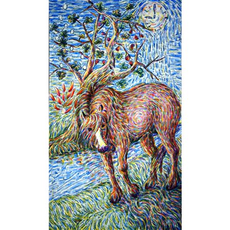 GENTILE POLO IL MITO DEL CAVALLO (2020) ACRILICO ACQUERELLATO SU LEGNO 99.5X57.5