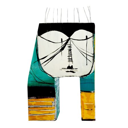 SARAH MUTINELLI OMINO 1 (2022) LEGNO ED ACRILICI 50X30X10