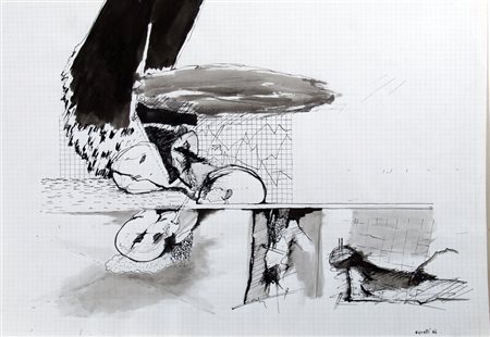 CERETTI MINO (Milano 1930) "Senza titolo" 1964 China su carta cm. H: 35.00 L:...