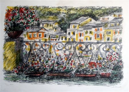 CASCELLA MICHELE (Ortona 1892 - Milano 1989) "Scorcio di Portofino"...