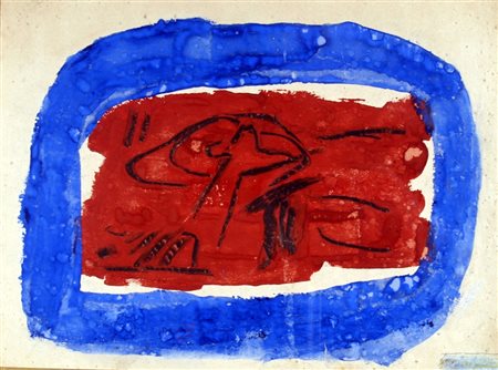 LICATA RICCARDO (Torino 1929) "Senza titolo" 1950 Tempera su carta intelata...