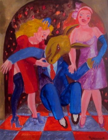 ROMANO DANIELA (Napoli 1947) "L'asino d'oro" Olio su tela cm. H: 48.00 L:...