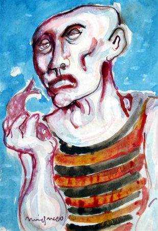 MIGNECO GIUSEPPE (Messina 1908 - Milano 1997) "Pescatore" Olio su carta...