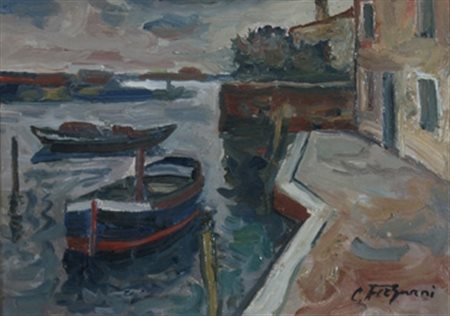FERGNANI CORRADO (Viguzzolo d'Alessandria 1910 - Milano 1986) "Chioggia" Olio...