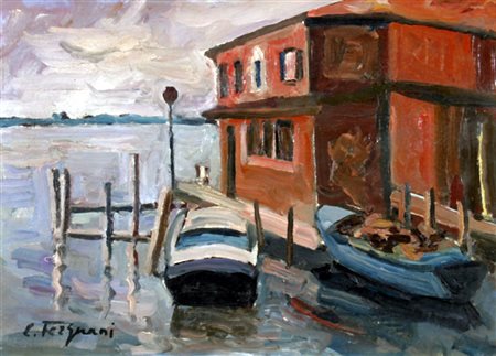 FERGNANI CORRADO (Viguzzolo d'Alessandria 1910 - Milano 1986) "Burano" Olio...