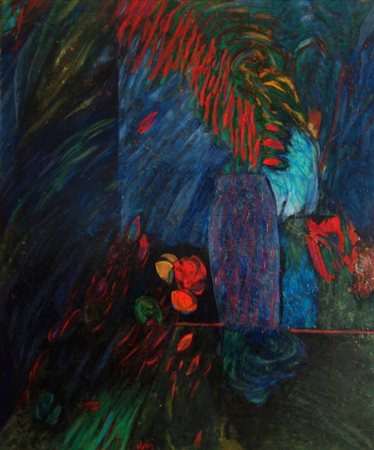 DOVA GIANNI (Roma 1925 - Pisa 1991) "Fiori alla finestra verso sera" anni '80...