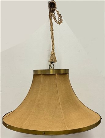 GIORGIO CLERICI Lampada a sospensione in metallo dorato con rivestimento in cana