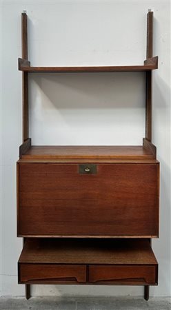 Edmondo Palutari Libreria pensile in legno massello e impiallacciato modulare co