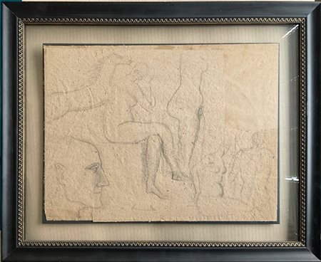 Napoleone Martinuzzi Studio a matita su cartoncino di figure su unico foglio, fi