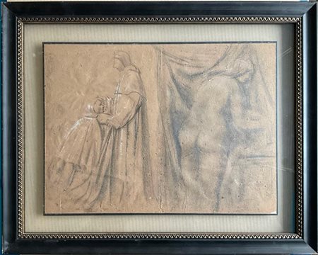 Napoleone Martinuzzi Studi di figure a matita su cartoncino, firmato al verso (c