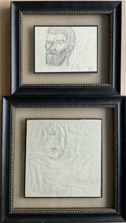 Napoleone Martinuzzi Quattro studi a matita su carta raffiguranti teste di Carat