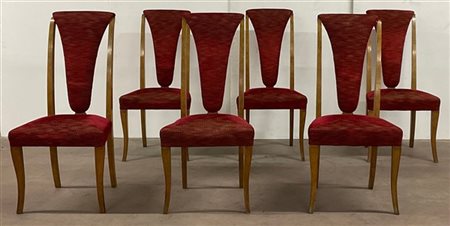 Hille, Inghilterra 1930 ca. Gruppo di sei sedie in legno chiaro con schienale a